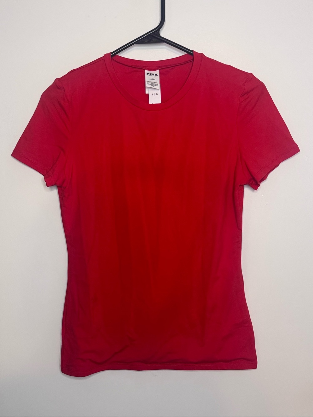 PINK Victoria's Secret Stretchy Fitted Crew Neck T-Shirt in Red Size Large
